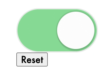 Haciendo clic en el componente toggle, luego en el botón de reiniciar (reset) no muestra animación por reiniciar