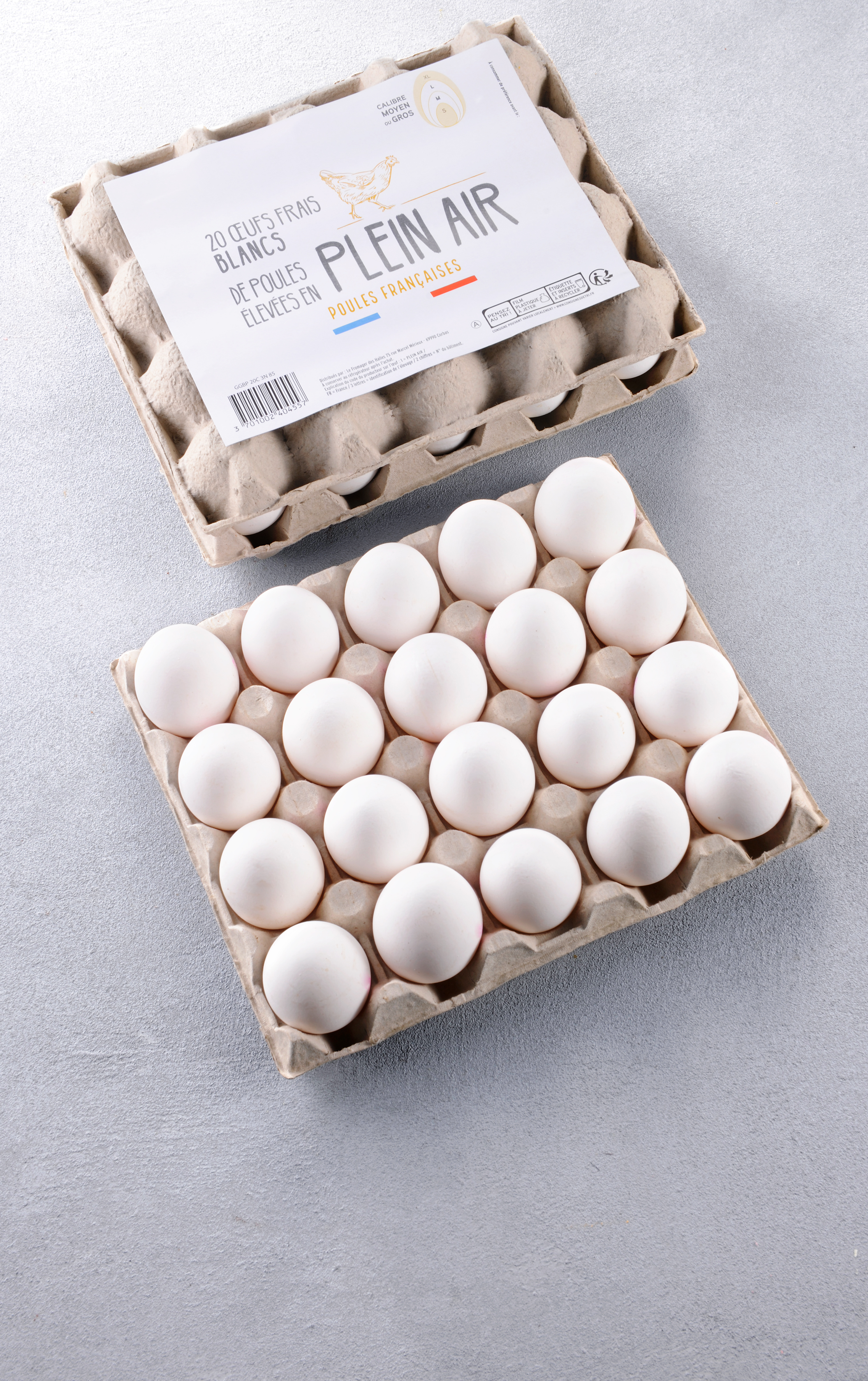 Les 20 Œufs blancs frais plein air - mon-marché.fr