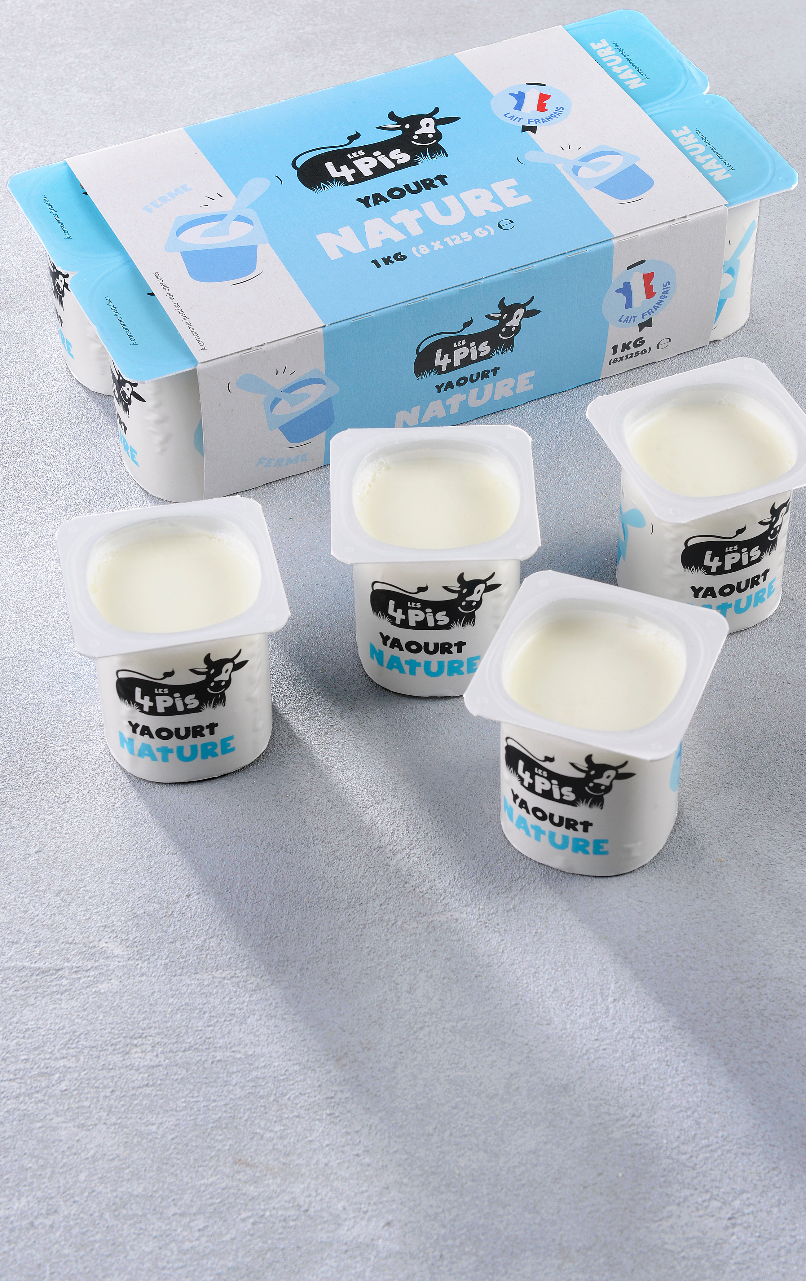 Lot de 4 yaourts nature - 500 g - Sarl Terre De Lait 