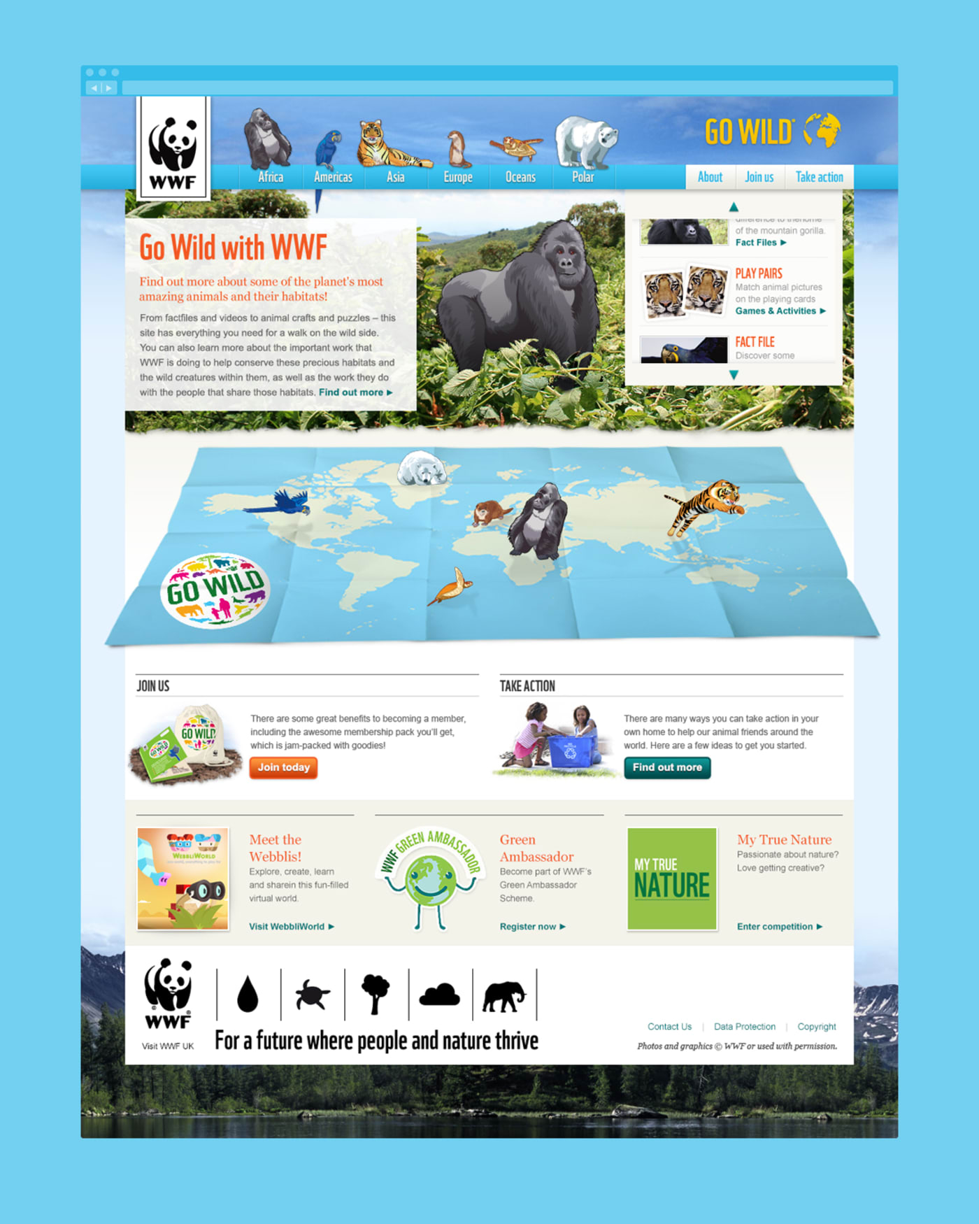 A full screenshot of the 'WWF – Go Wild' home screen.