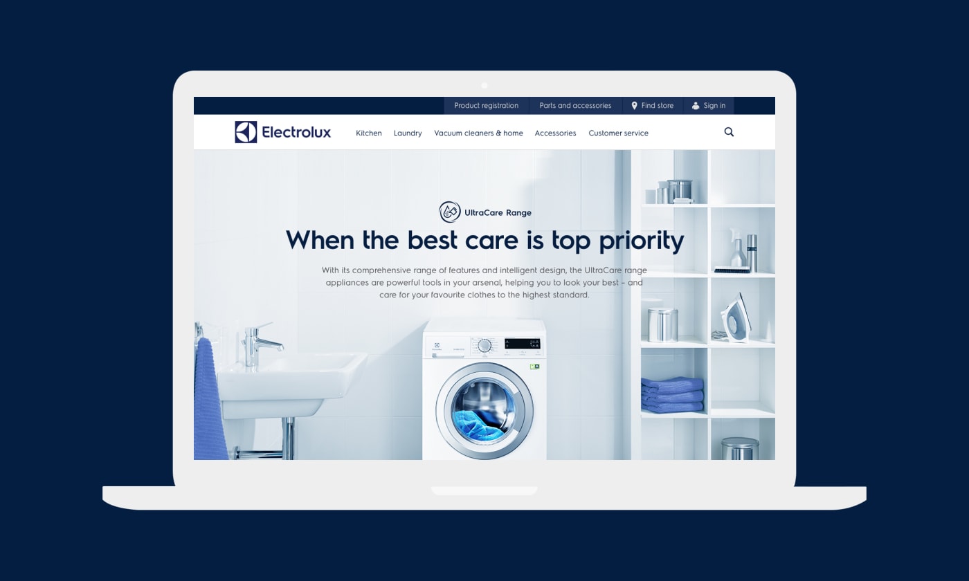 A desktop view of a product feature on the Electrolux SE website.