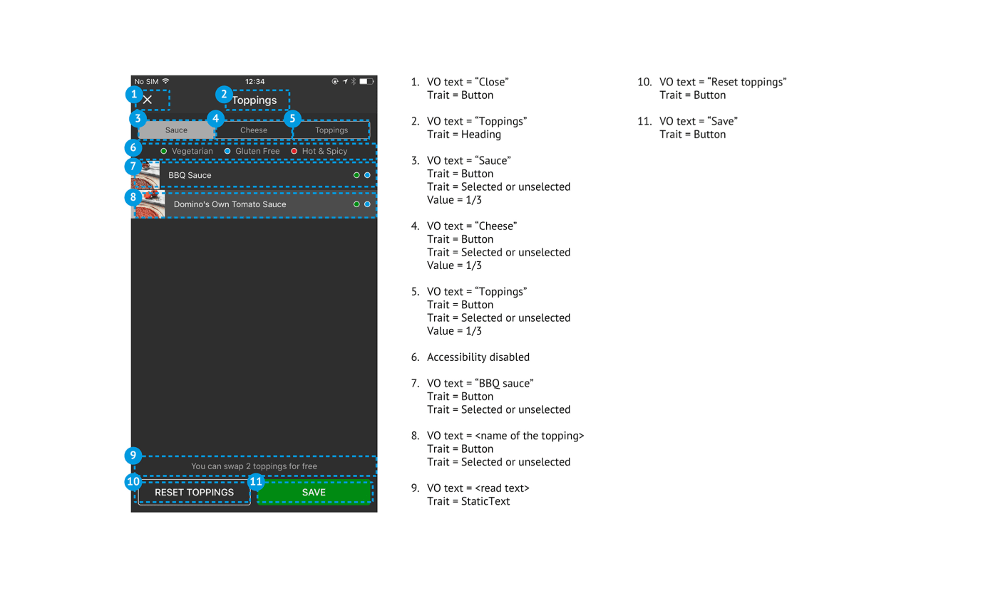 Documenting accessibility improvements for a section of the iOS app.