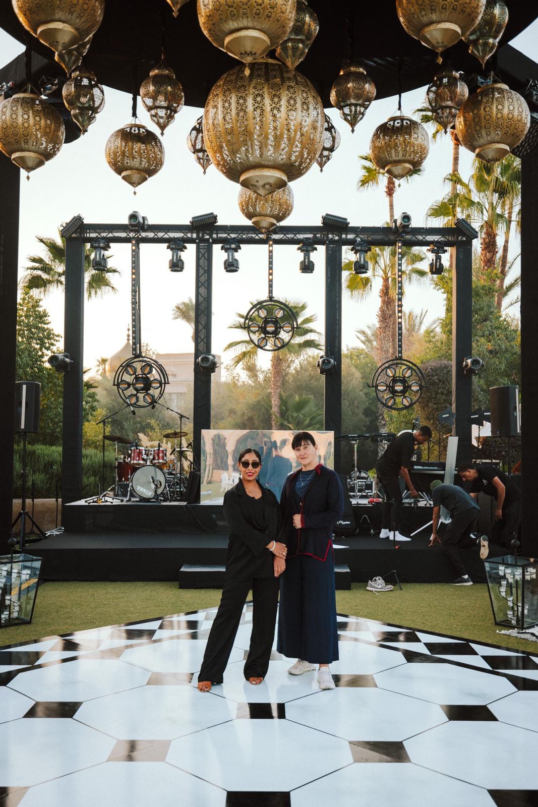 Music scene set up in a Marrakech villa