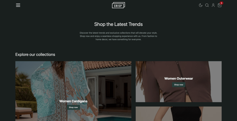 My Ecommerce Homepage Screenshot