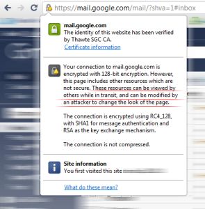 نمونهای از عدم معتبر بودن گواهی SSL