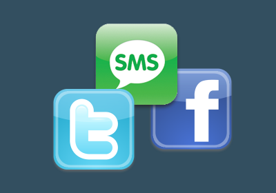 توییتر، فیسبوک، پیام کوتاه توییتر، فیسبوک، پیام کوتاه