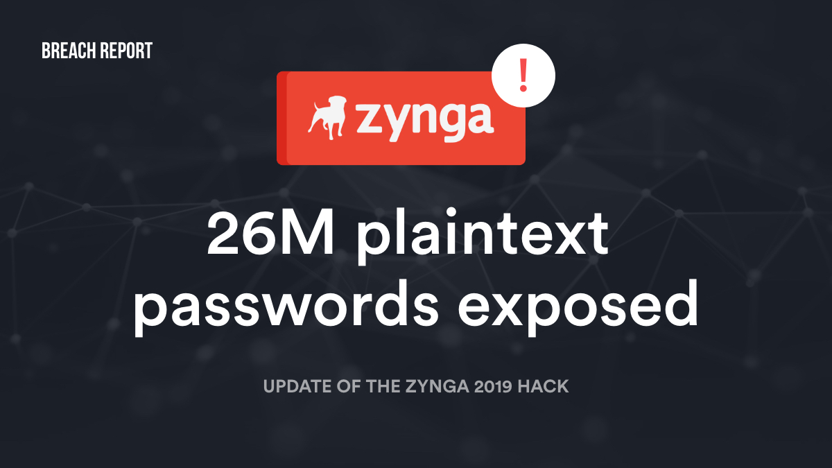 Zynga logo 2019 HACK UPDATE: 26M PLAINTEXT PASSWORDS EXPOSED