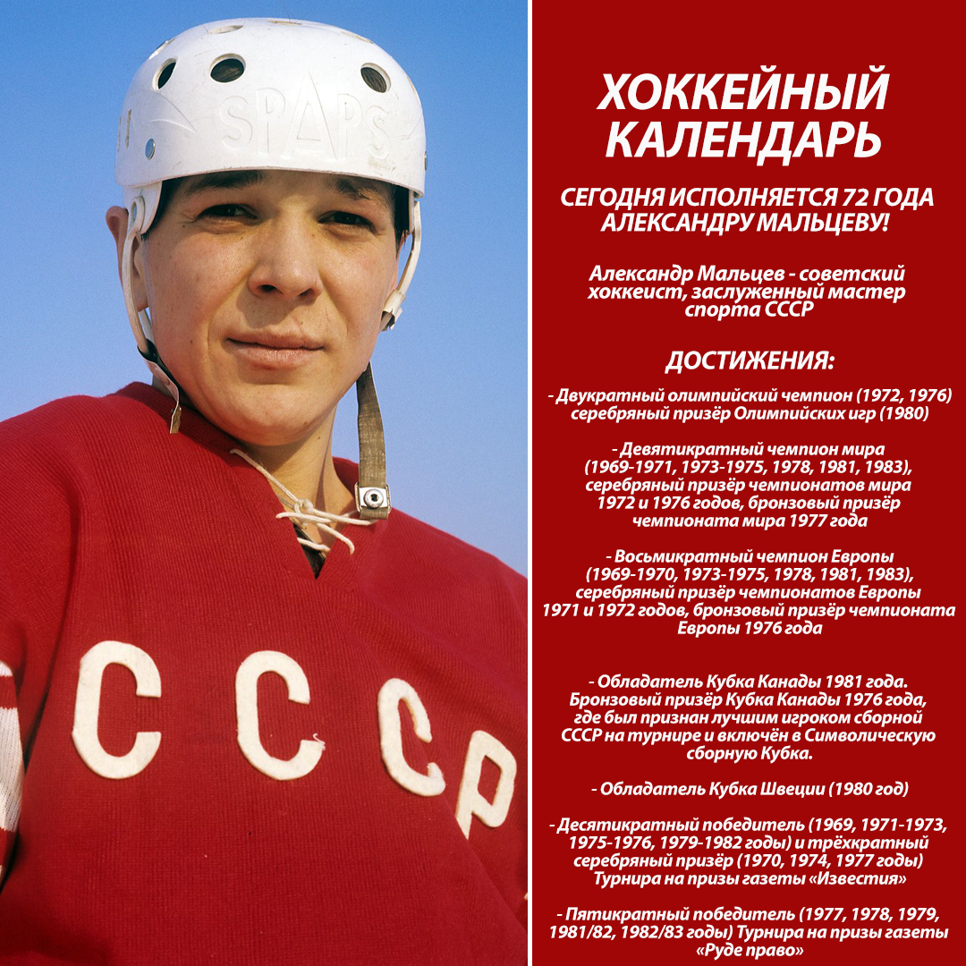 Хоккейный календарь»: Сегодня исполняется 72 года Александру Мальцеву