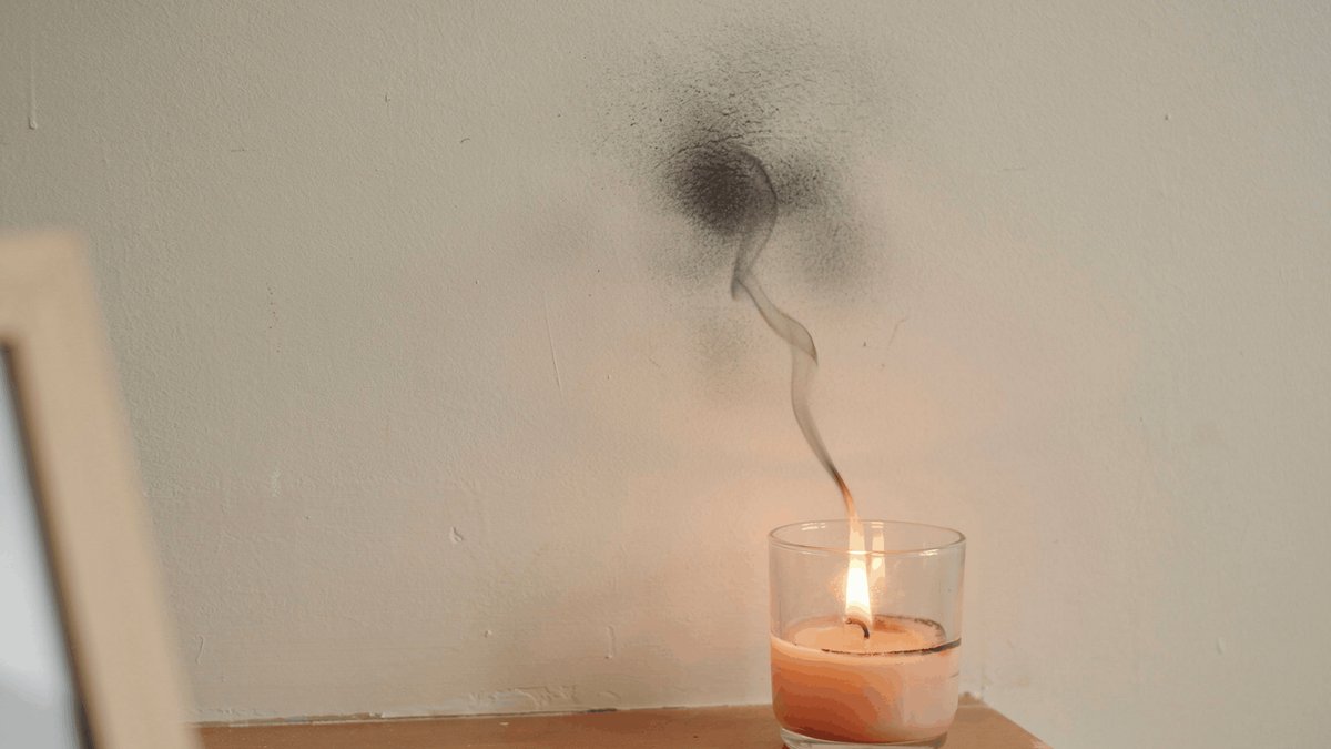 Candle soot stains walls but easy to remove - candle soot