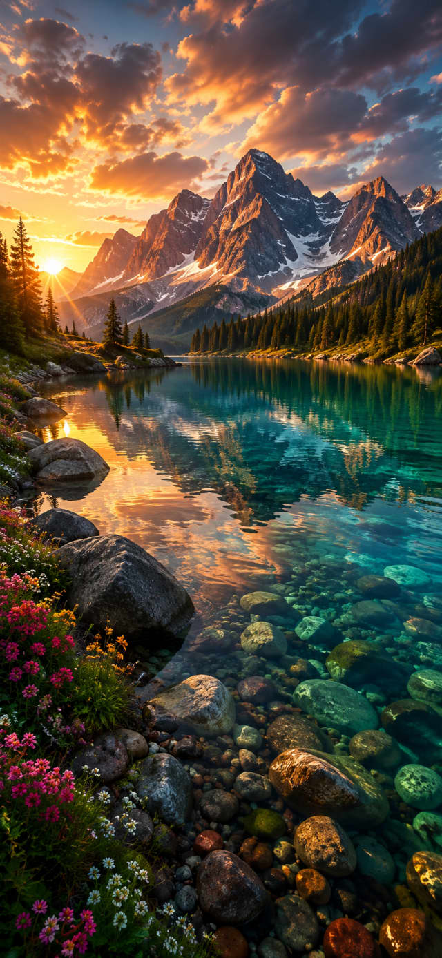 Alpine Lake Sunset wallpaper