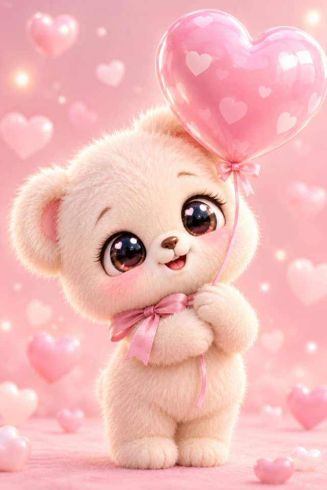 Cute Bear Heart Balloon wallpaper