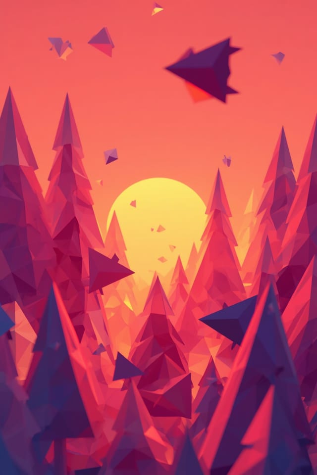 Geometric Forest Sunset wallpaper