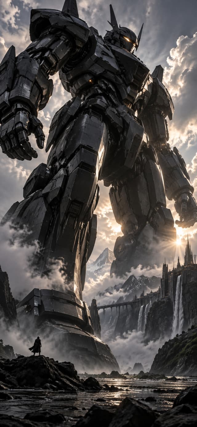 Black Mech Robot 3D wallpaper