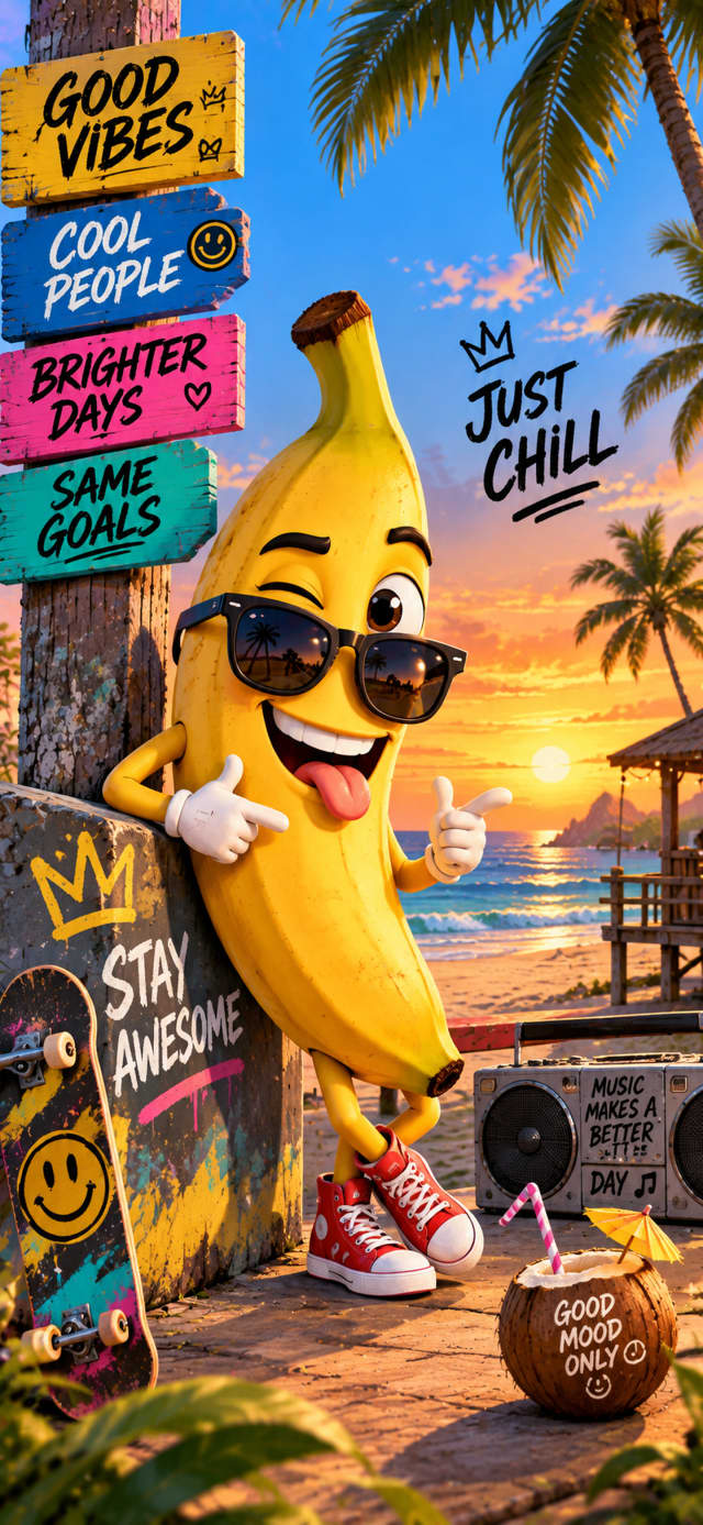 Cartoon Banana Wink wallpaper
