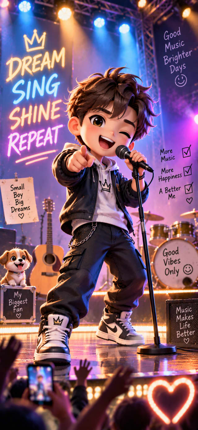 Cute 3D Singer Boy Holding Microphone - Music Cartoon Wallpaper HD wallpaper