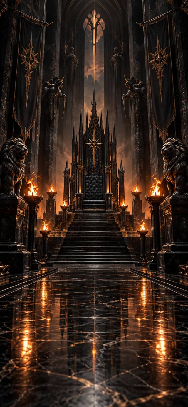 Black Throne Room 3D wallpaper