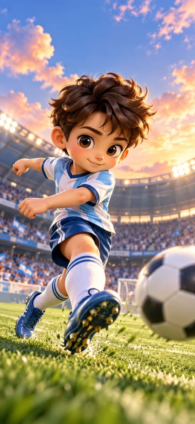 Cute 3D Footballer Boy in Action - Sports Cartoon Wallpaper HD wallpaper
