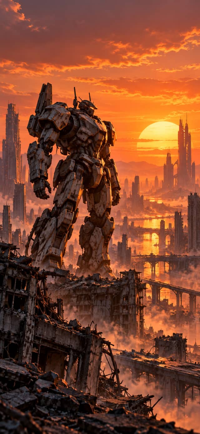 Giant Mech in City wallpaper