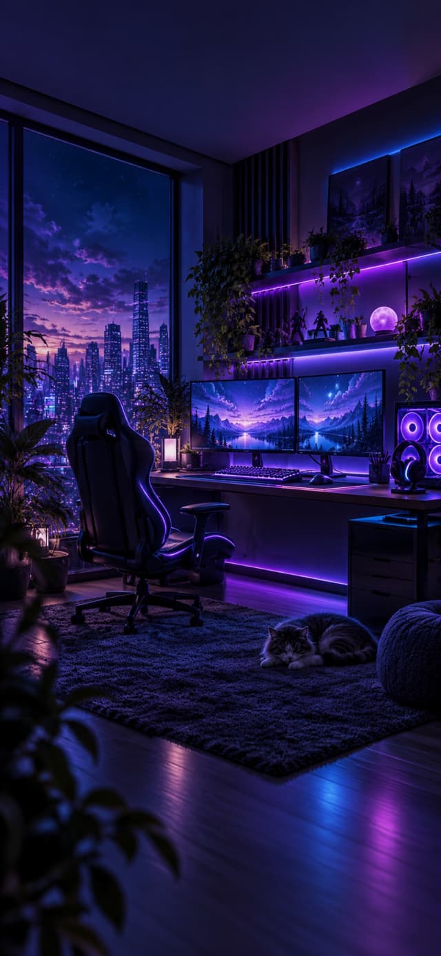 Neon RGB Gaming Room wallpaper