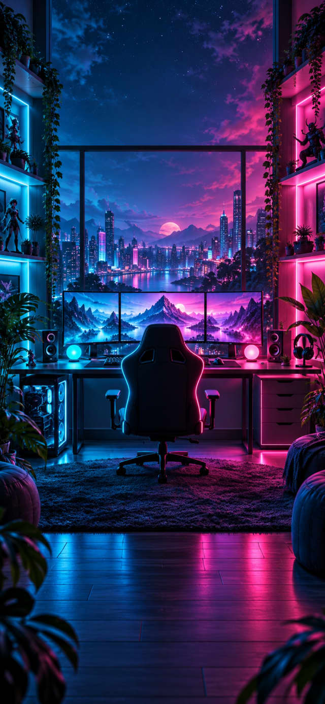 Cyan Magenta Split Room wallpaper