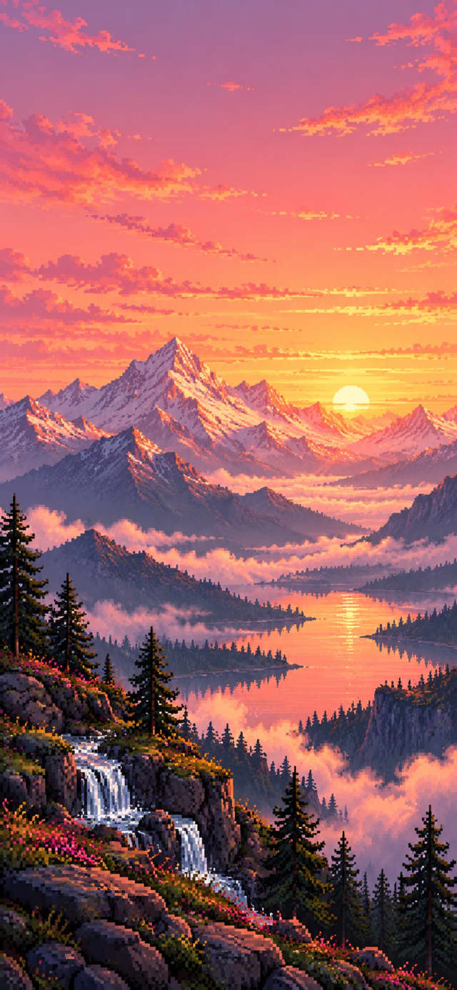 Pixel Mountain Dawn wallpaper