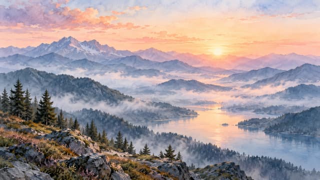 Watercolor Peaks — Laptop Wallpaper wallpaper