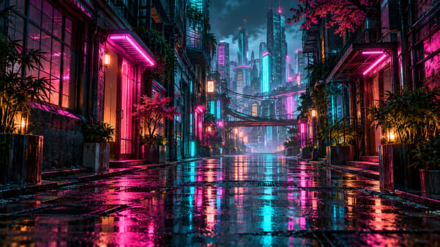 Neon City Rain — Laptop Wallpaper wallpaper