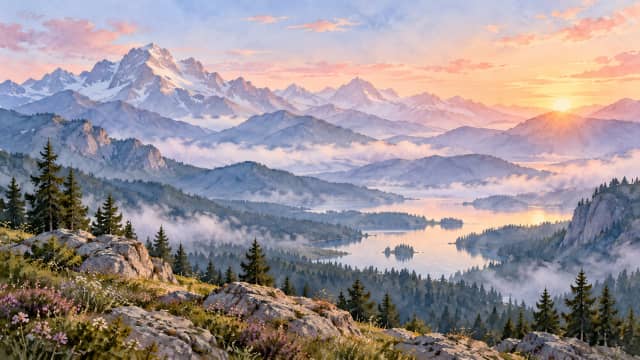 Watercolor Peaks — Desktop Wallpaper wallpaper