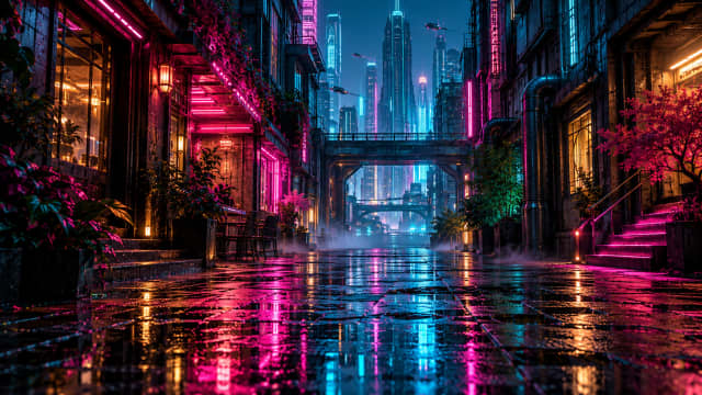 Neon City Rain — Desktop Wallpaper wallpaper