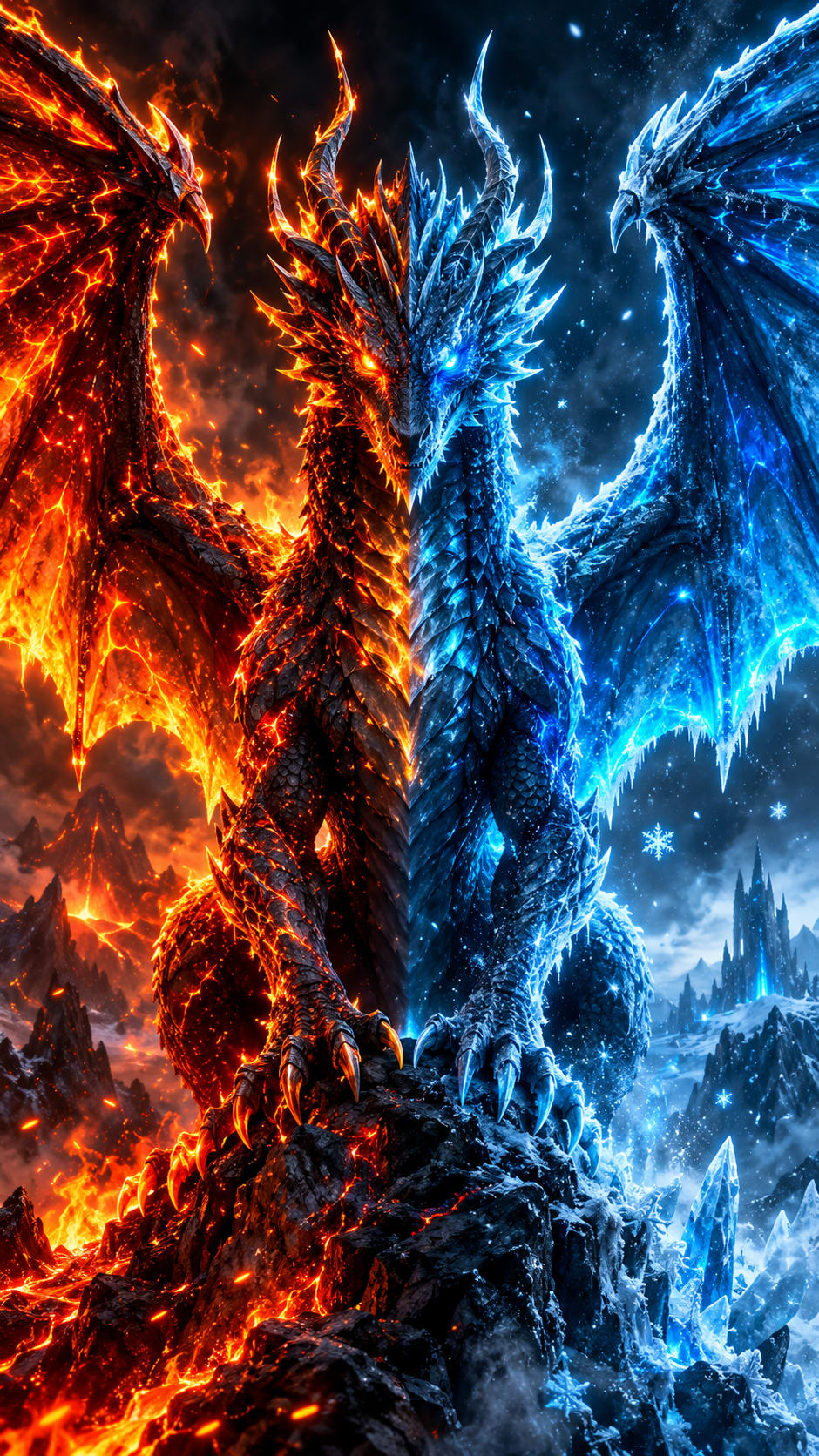 Fire Ice Dragon free HD and 4K wallpaper