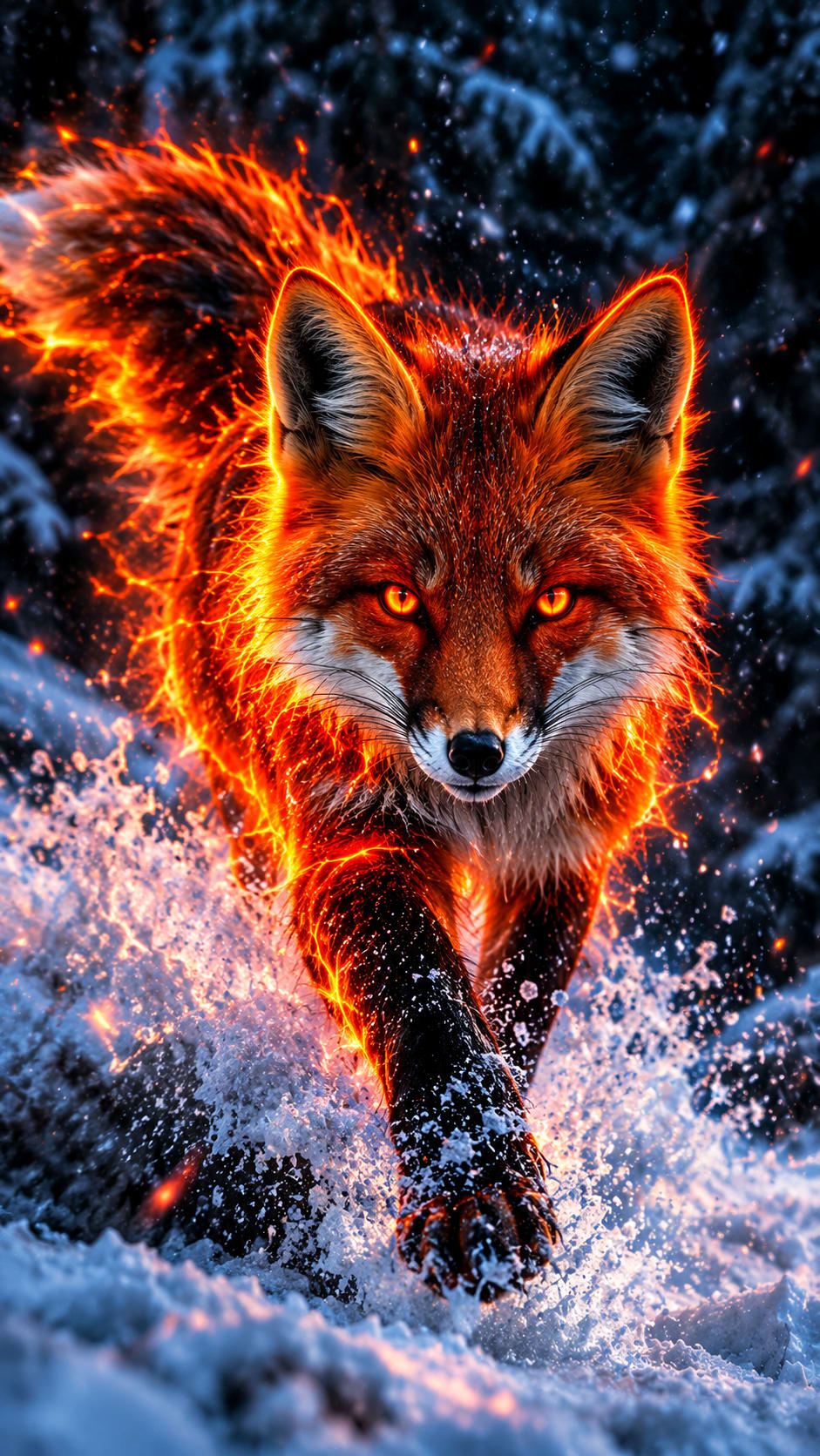 Snow Neon Fox free HD and 4K wallpaper