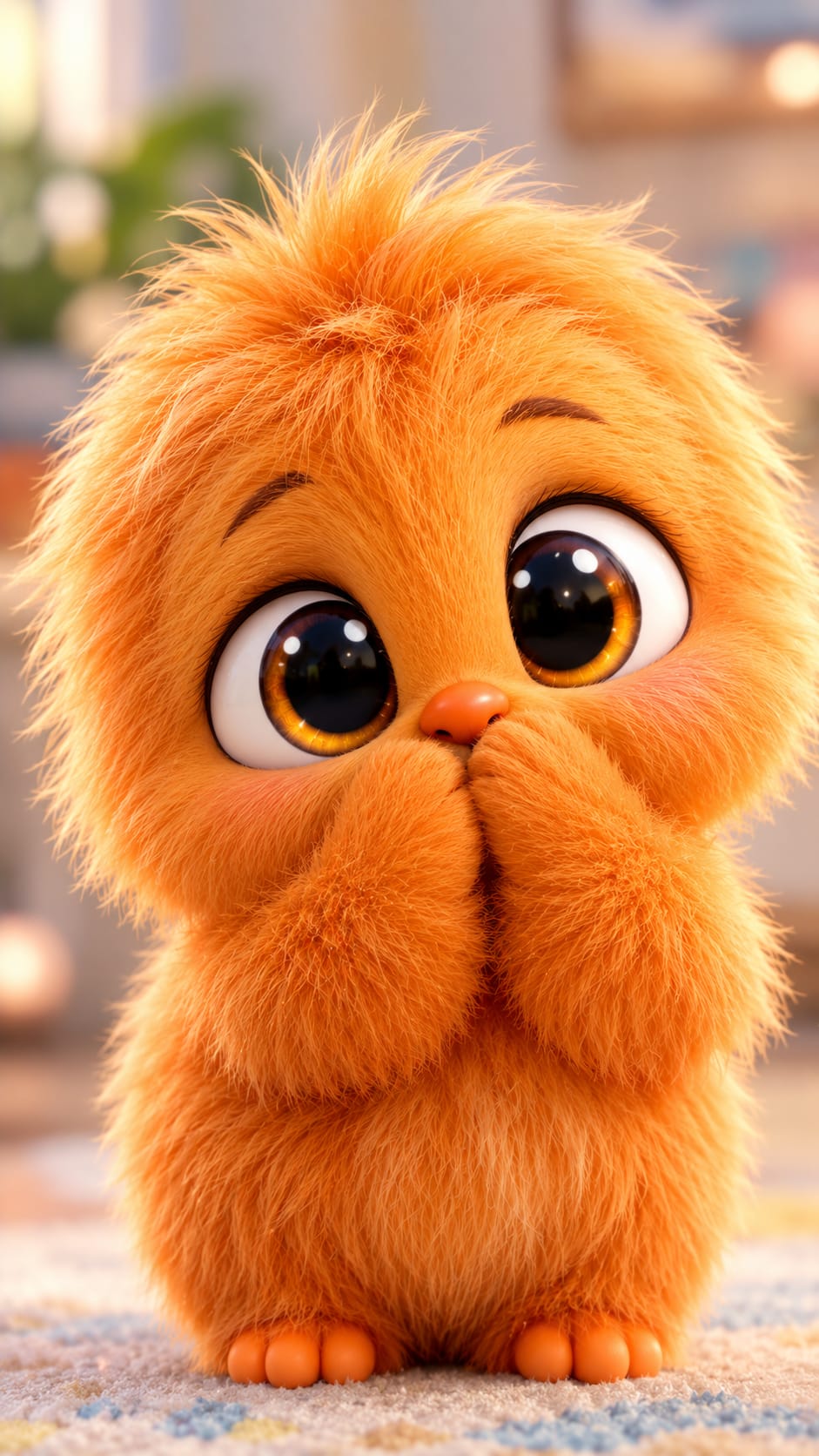 Shy Fluffy Monster free HD and 4K wallpaper
