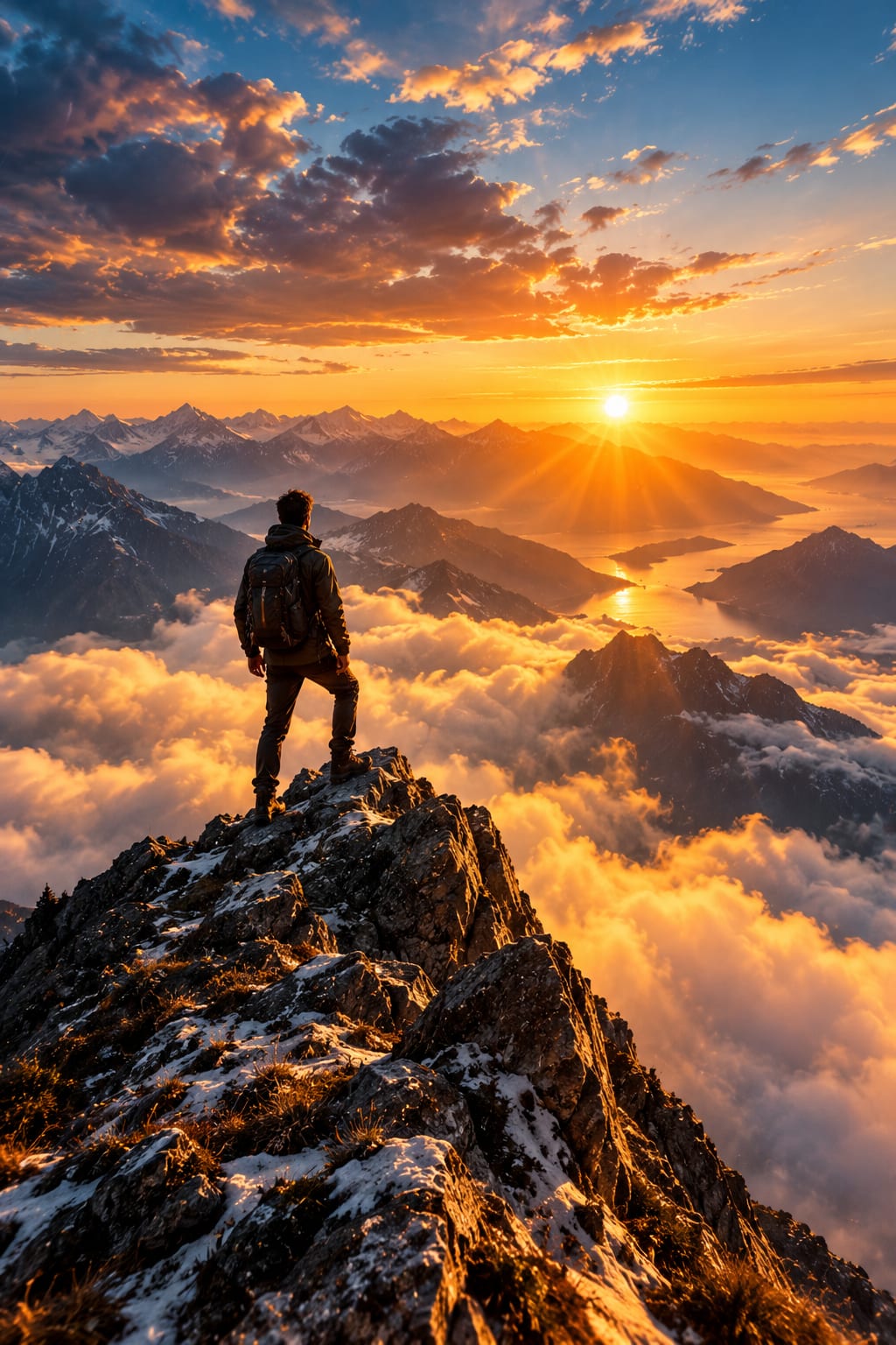 Mountain Peak Adventurer free HD and 4K wallpaper