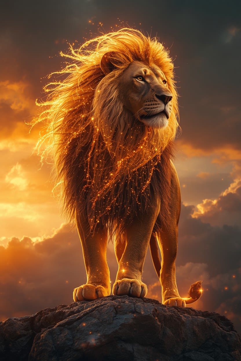 Golden Particle Lion free HD and 4K wallpaper