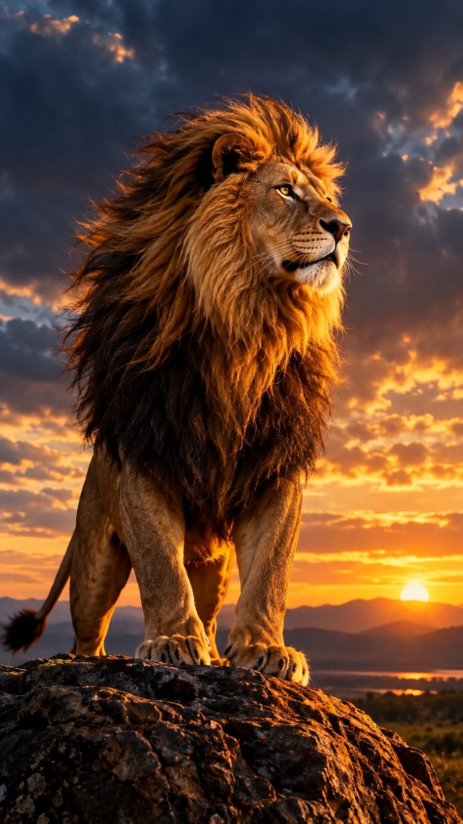 King of the Golden Hour — Majestic Lion Sunset Wallpaper free HD and 4K wallpaper