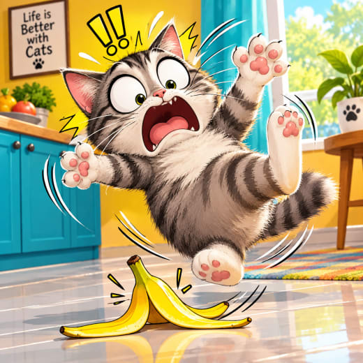 Clumsy Cartoon Cat Fail