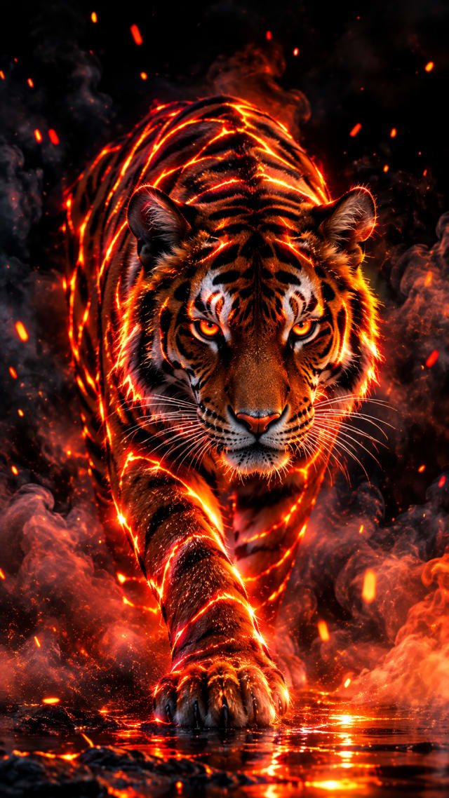 Fire Neon Tiger wallpaper