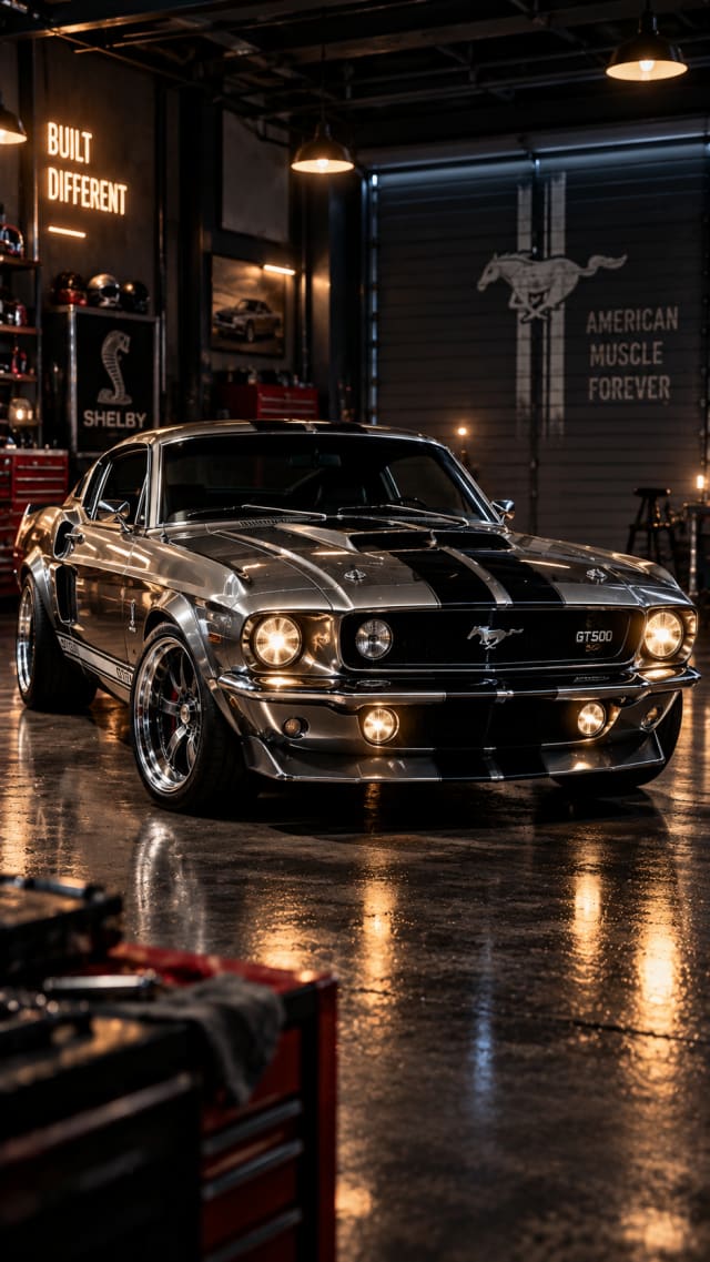 Chrome Muscle — 3D Classic Car Wallpaper wallpaper