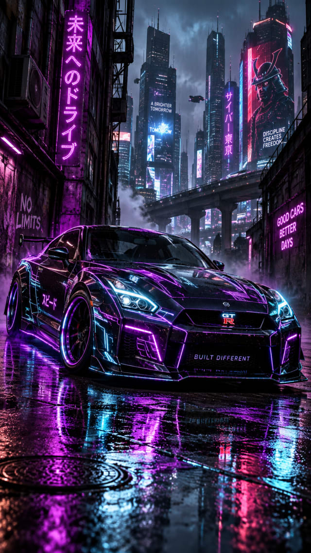Cyber Circuit - 3D Cyberpunk Car Wallpaper wallpaper
