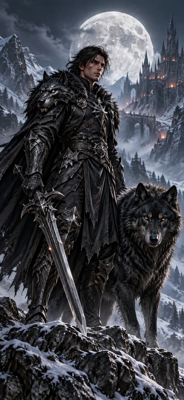 Black Wolf Warrior 3D wallpaper