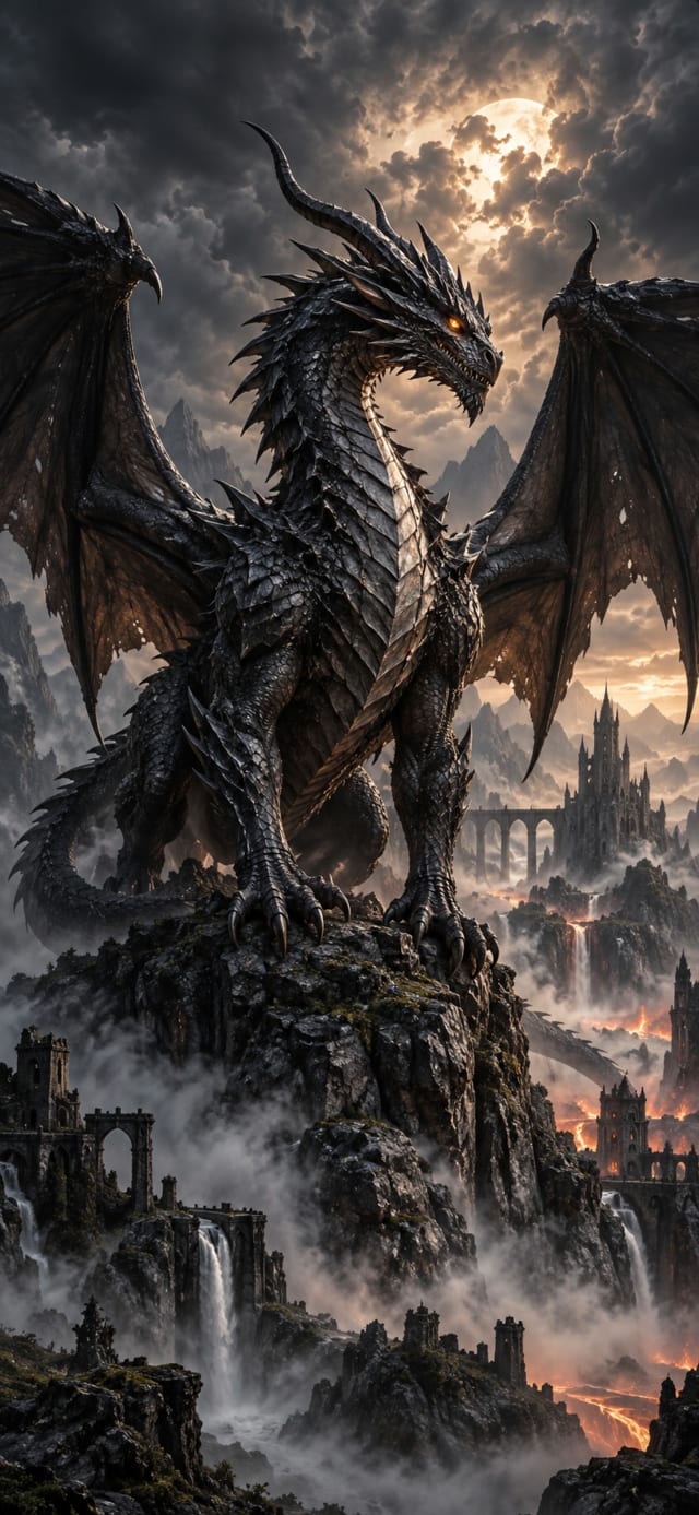 Black Dragon Creature 3D wallpaper