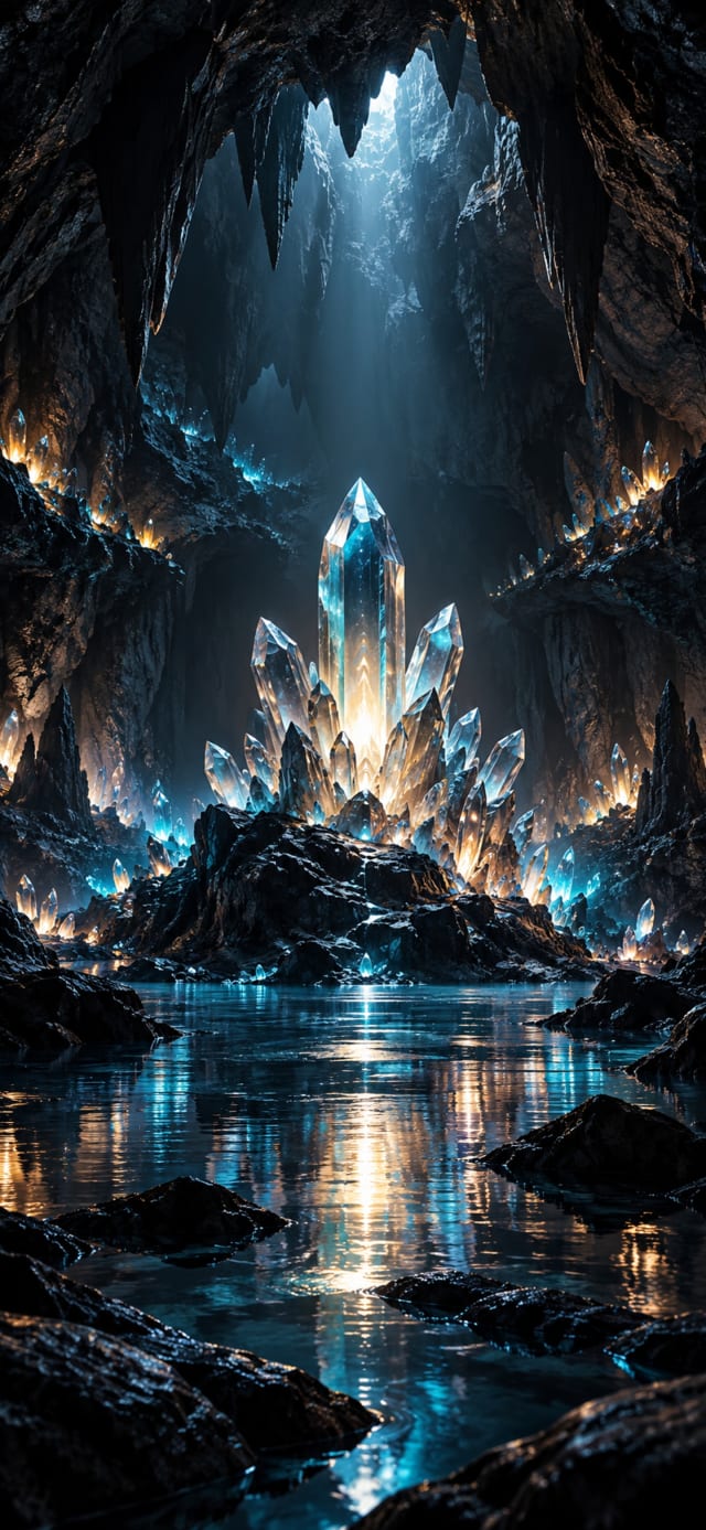 Black Underground Cave 3D wallpaper