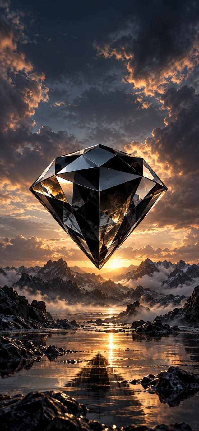 Black 3D Diamond Object wallpaper