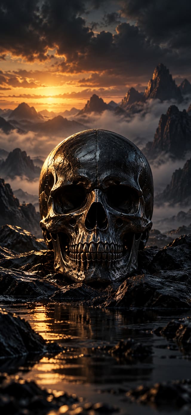 Black Skull 3D Render wallpaper