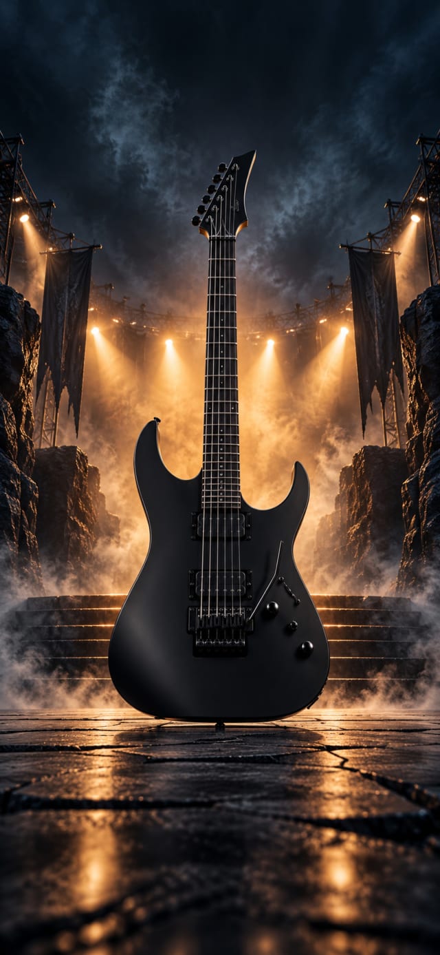 Black Guitar 3D Render wallpaper