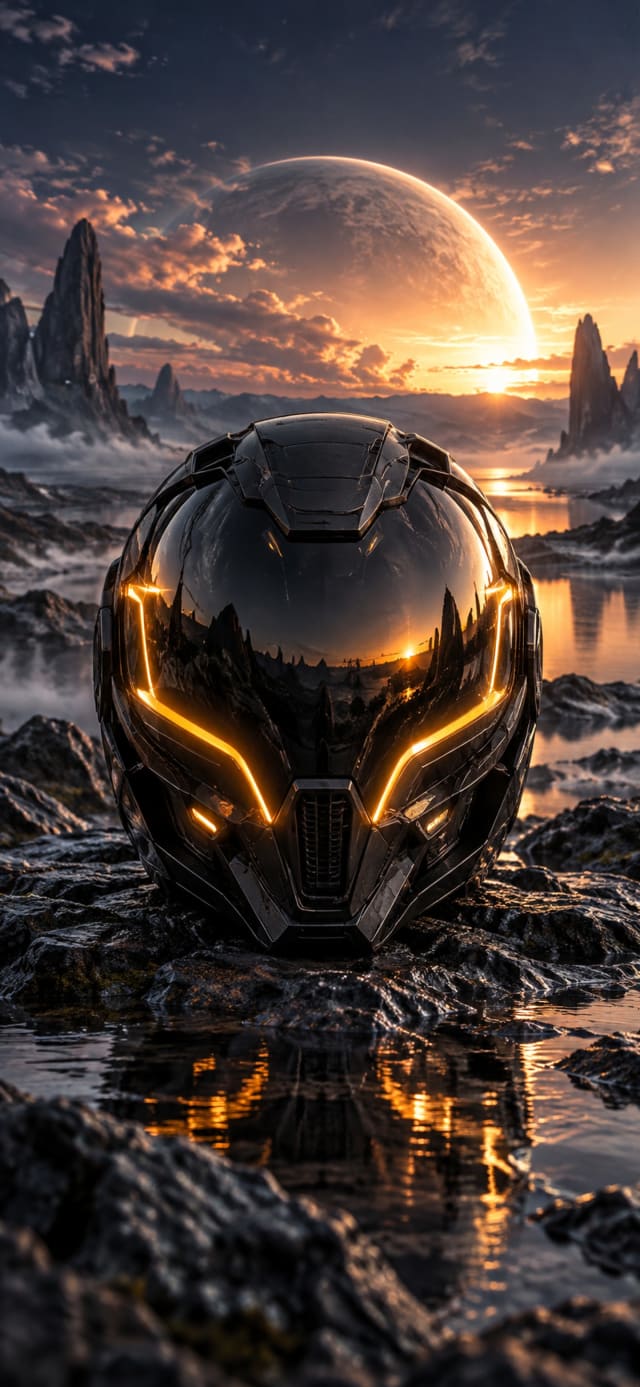 Black Helmet 3D Render wallpaper