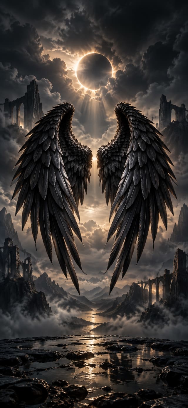 Black Wing Object 3D wallpaper