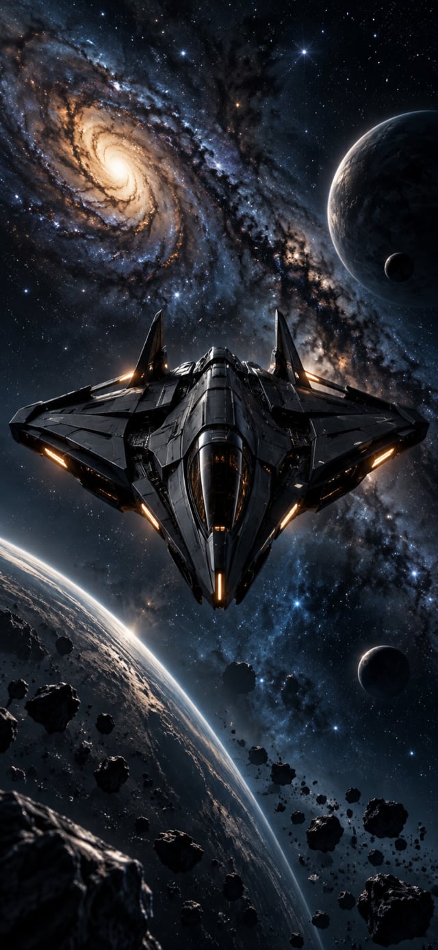 Black Spaceship 3D wallpaper