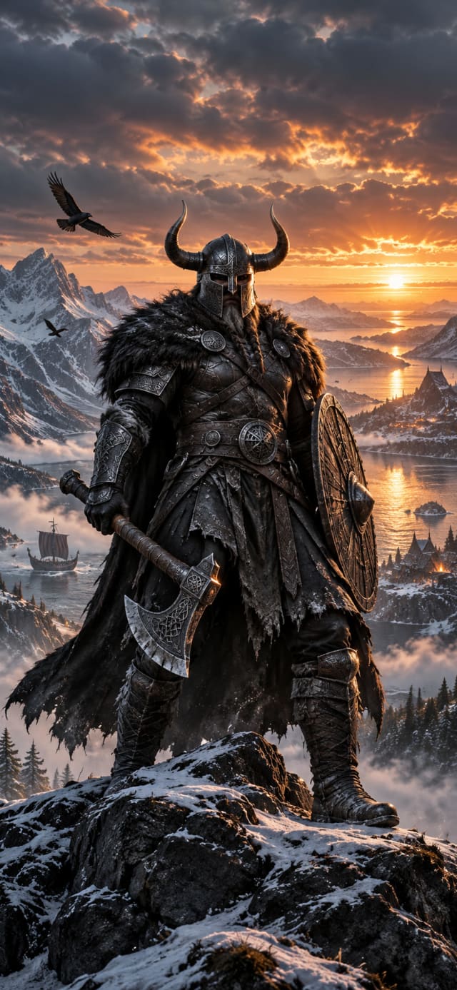 Black Viking Warrior 3D wallpaper