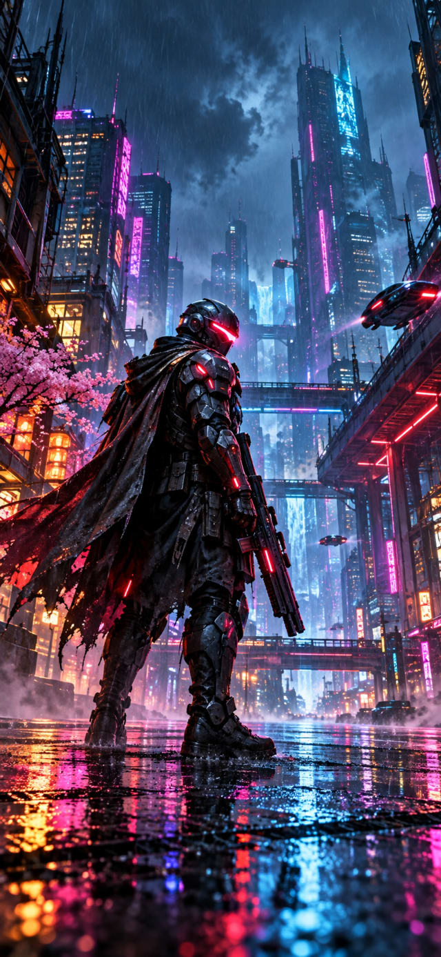 Neon Cyber Soldier wallpaper